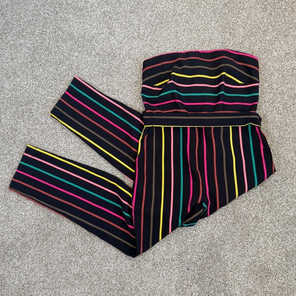 New York & Company Striped Strapless Jumpsuit Womens‎ Medium Colorful Bright